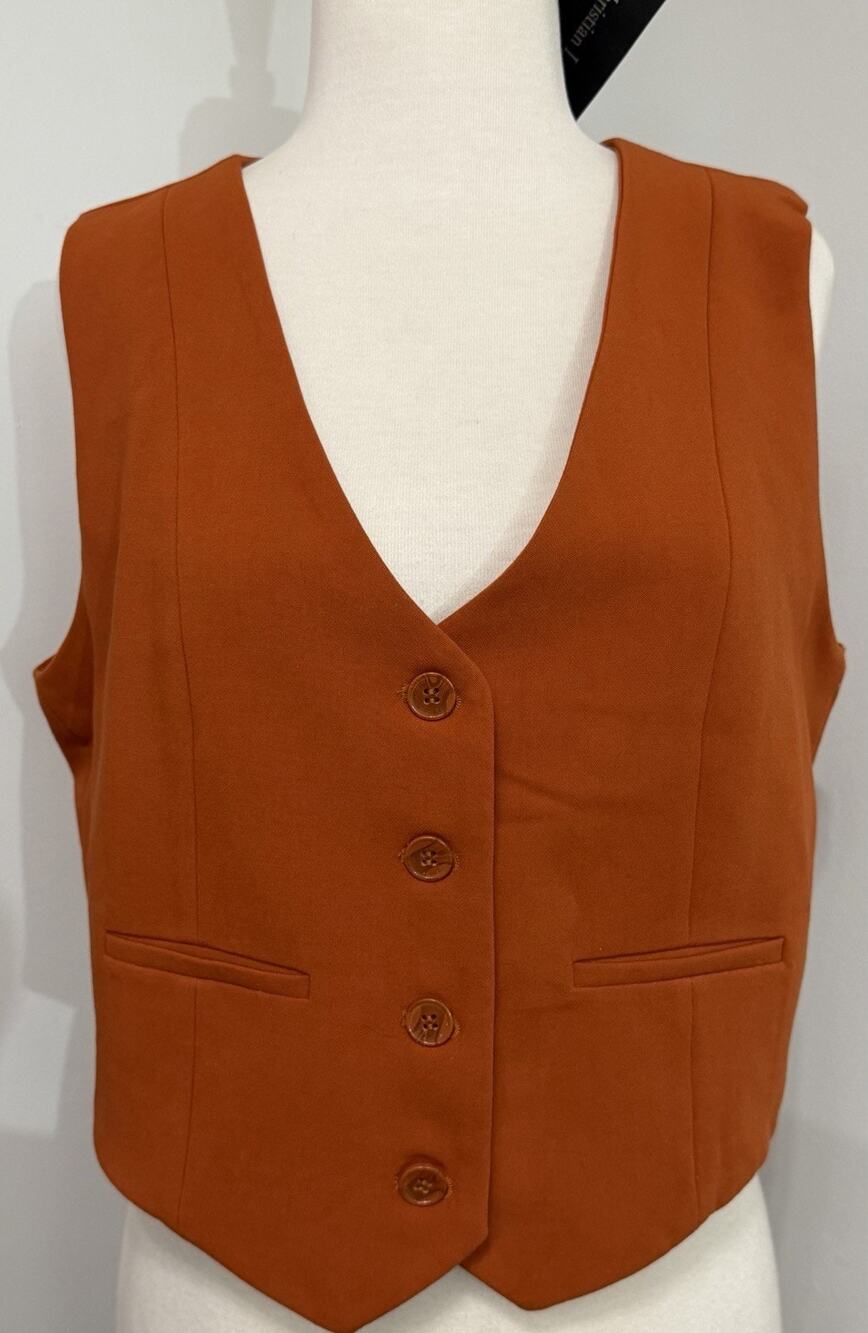 NEW Christian Lacroix Vest Orange Business Office Work Casual Size Medium M